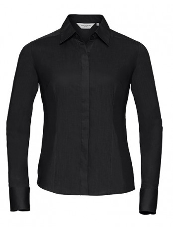 Ladies' Long Sleeve Fitted Polycotton Poplin Shirt