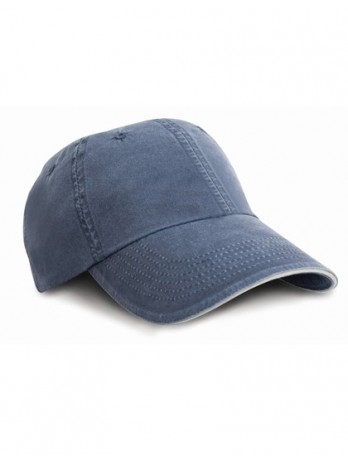 Washed Fine Line Cotton Cap With Sandwich Peak