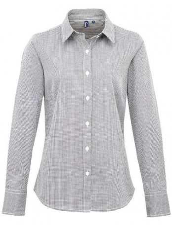 Women´s Microcheck (Gingham) Long Sleeve Cotton Shirt