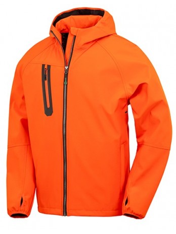 3-Layer Recycled Printable Hooded Casual Softshell Jacket