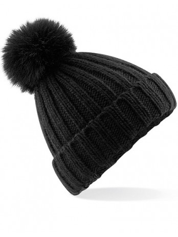 Verbier Faux Fur Pop Pom Chunky Beanie