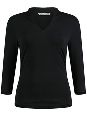 Regular Fit Mandarin Collar Top 3/4 Sleeve
