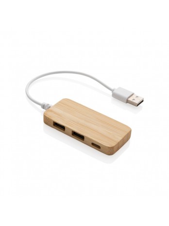 Bambusowy hub USB 2.0 z USB typu C